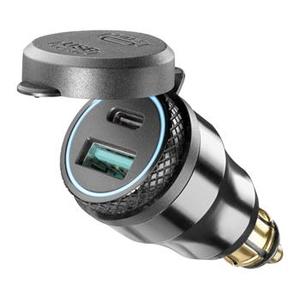 DIN Interphone adapter 1 x USB ja USB-C väljundiga mootorratastele