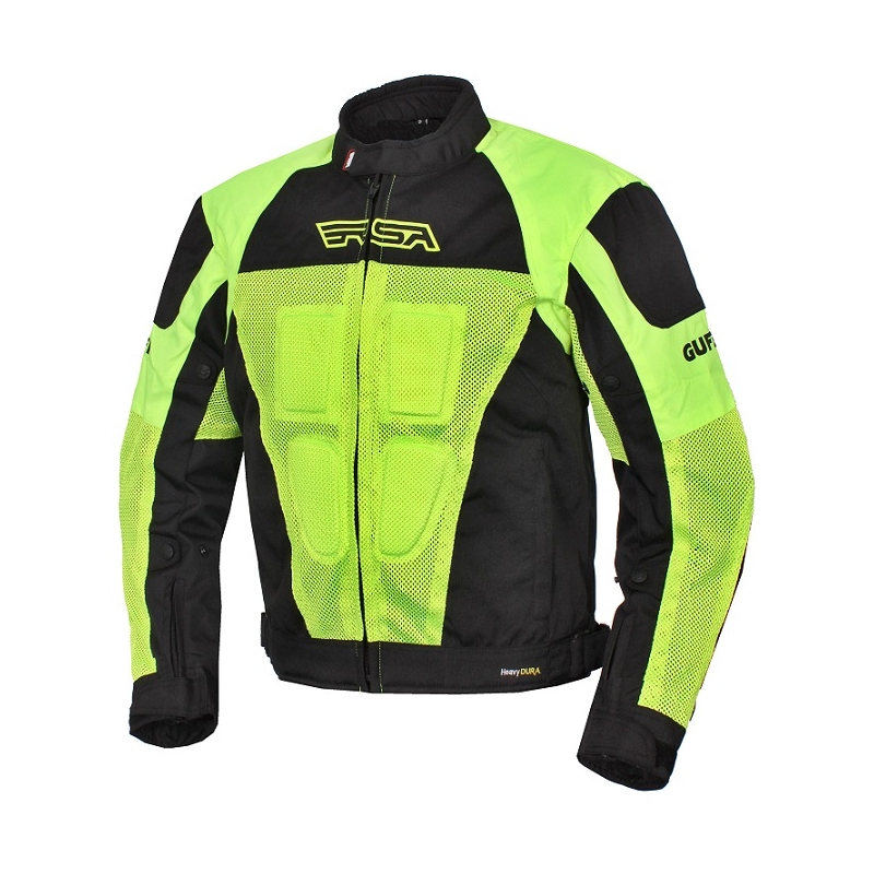 Bunda na motorku RSA Guff černo-fluo žlutá výprodej