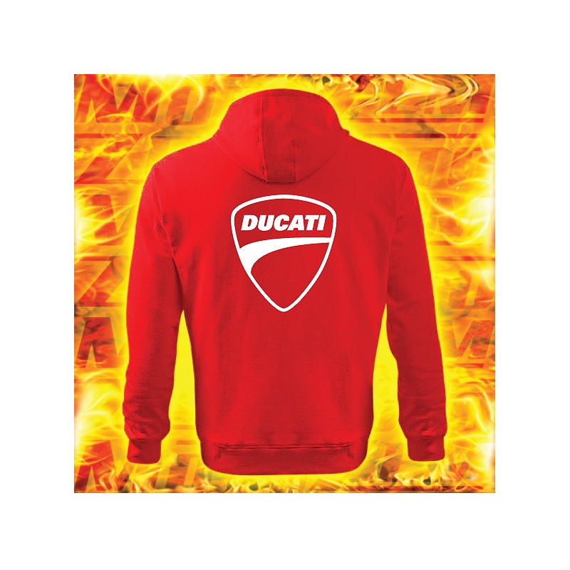 Mikina s motivem Ducati 2 červená s kapucí výprodej