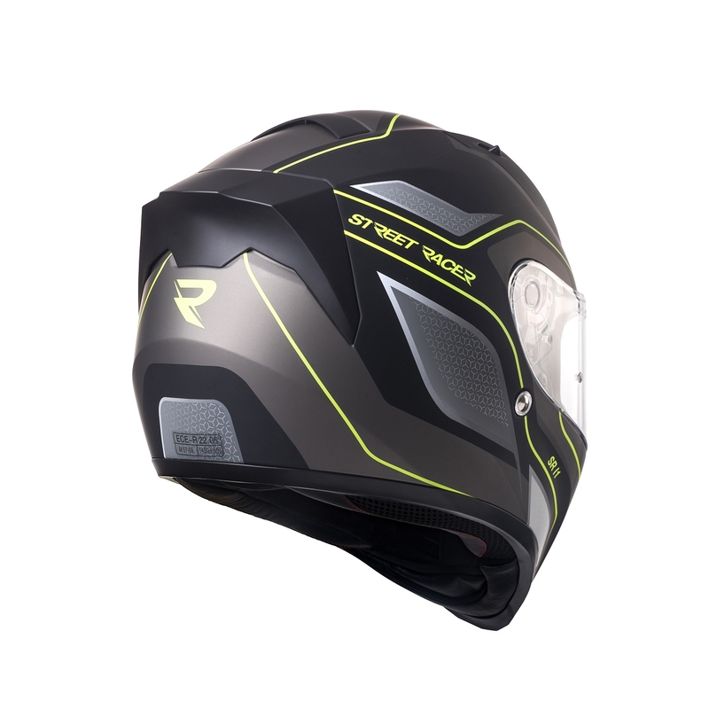 Integraalne mootorratta kiiver Street Racer SR I1 must-hall fluo kollane - II klass