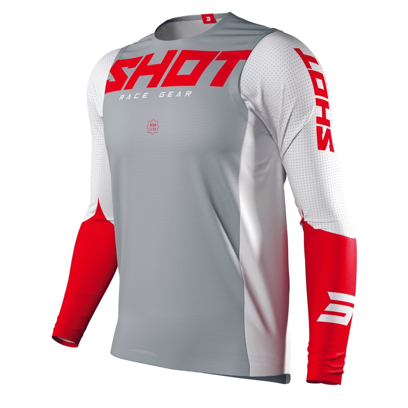 Motokrossitrikoo Shot Aerolite Airflow hall-valge-punane allahindlus