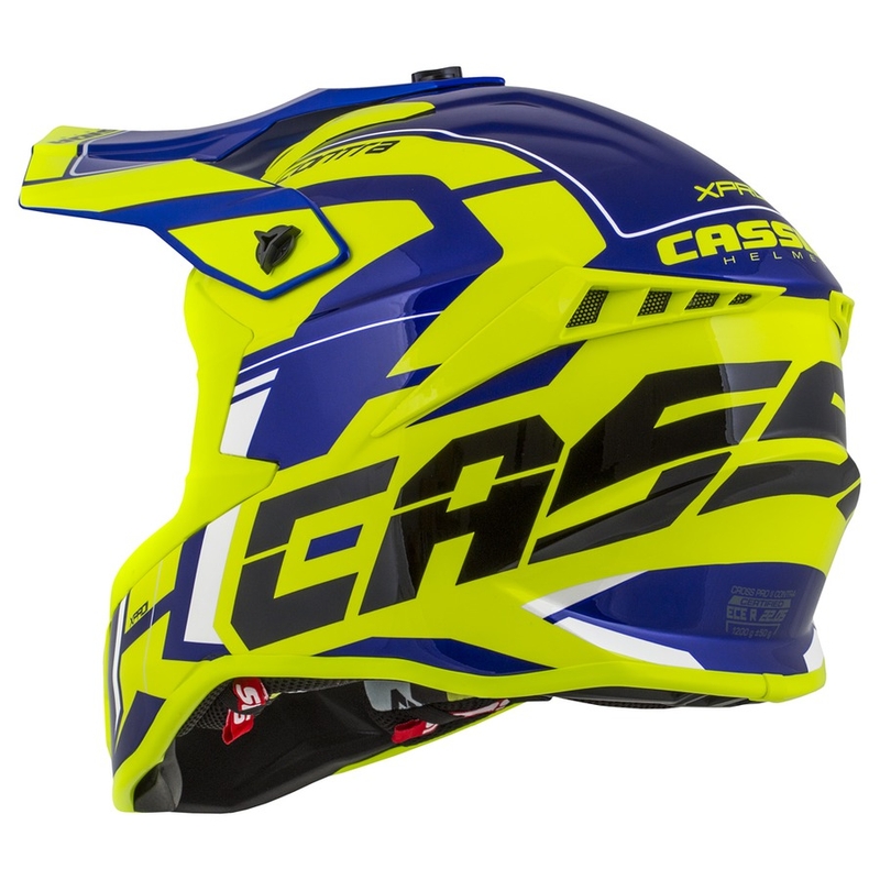 Motokrosová přilba Cassida Cross Pro II Contra fluo žluto-modro-bílá