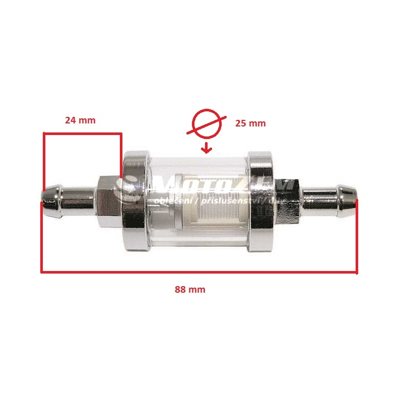 Kütusefilter kroom 8 mm