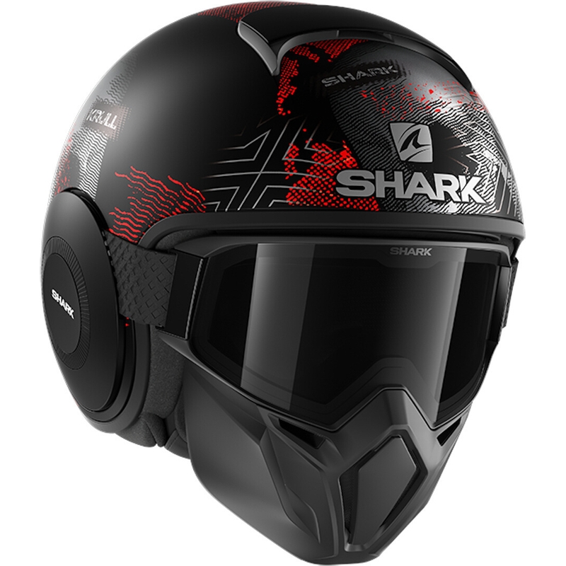 Otevřená přilba s maskou SHARK STREET-DRAK Krull černo-červená