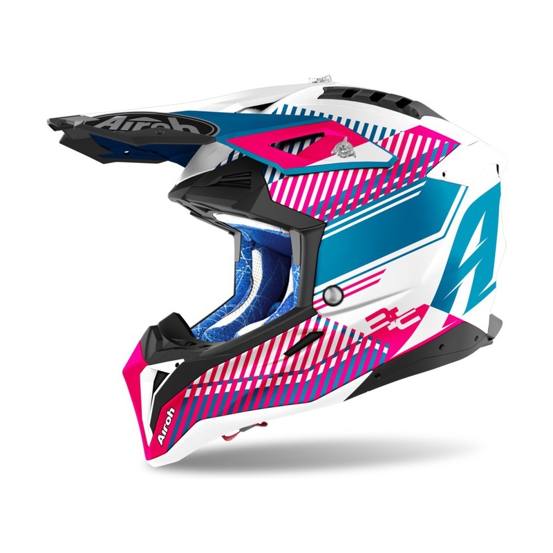 Motokrosová přilba Airoh Aviator 3.0 Wave 2022 bílo-modro-růžová