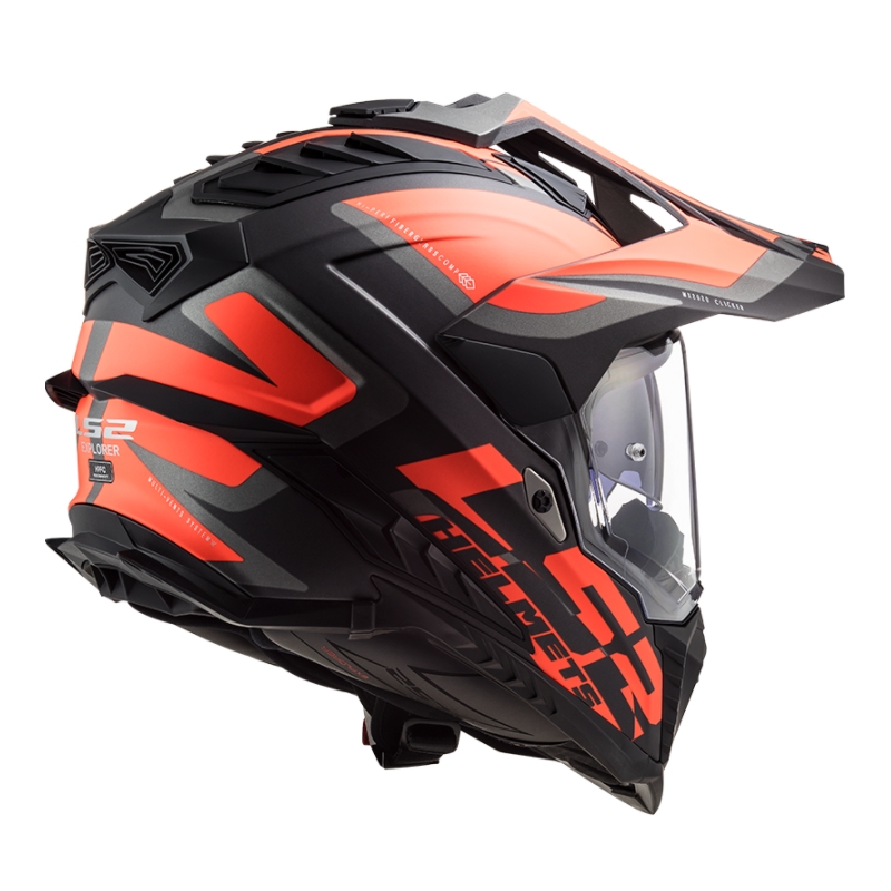Enduro kiiver LS2 MX701 Explorer Alter must-oranž-hall