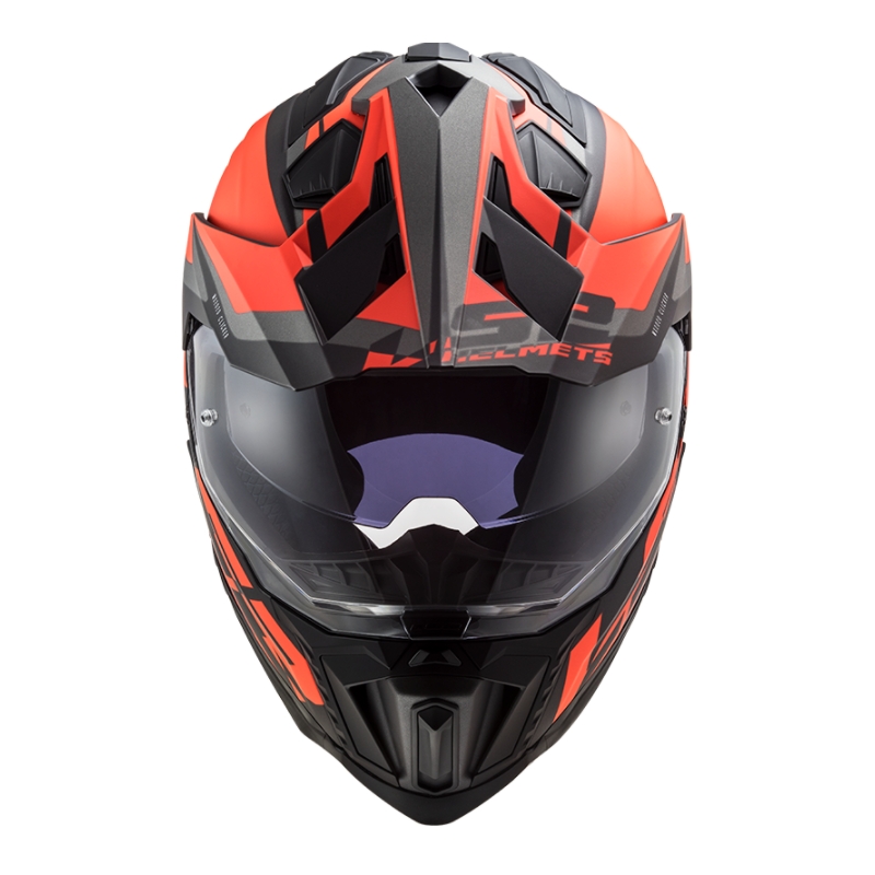 Enduro kiiver LS2 MX701 Explorer Alter must-oranž-hall