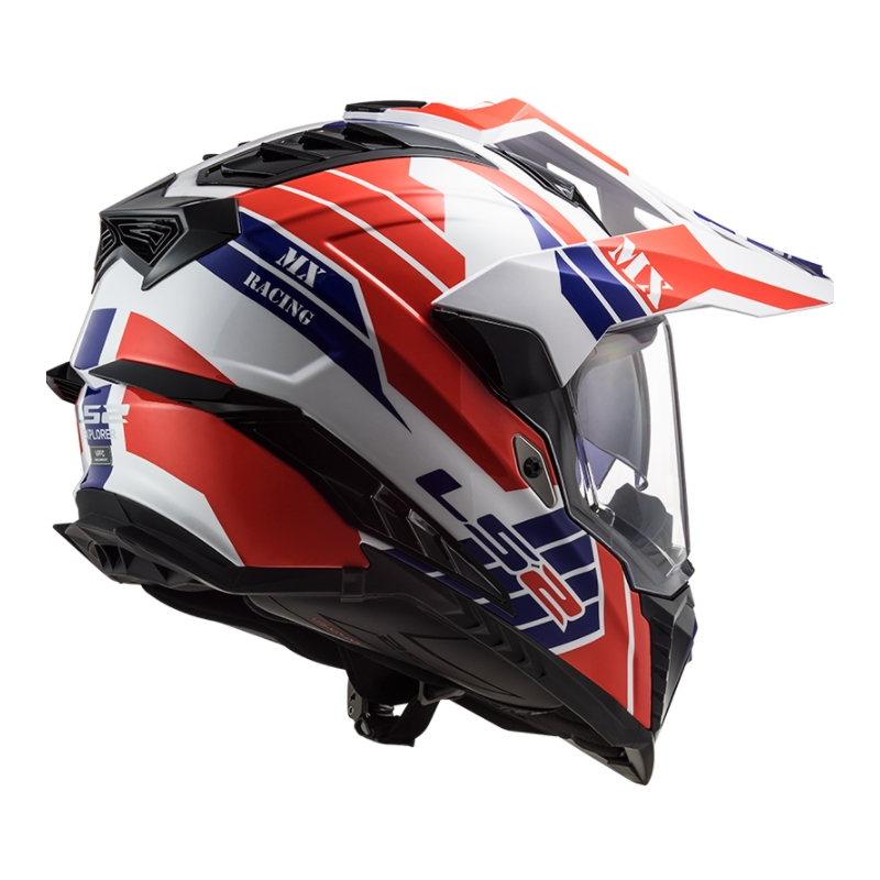 Enduro přilba LS2 MX701 Explorer Atlantis bílo-modro-červená výprodej