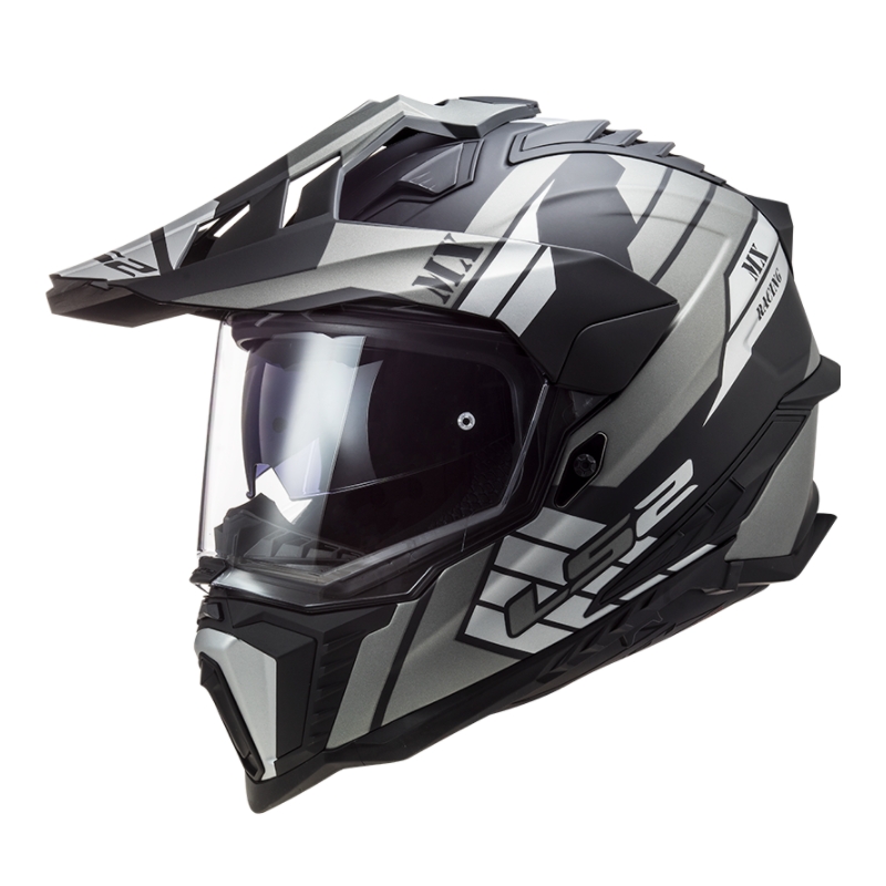 Enduro kiiver LS2 MX701 Explorer Atlantis must-hall-valge