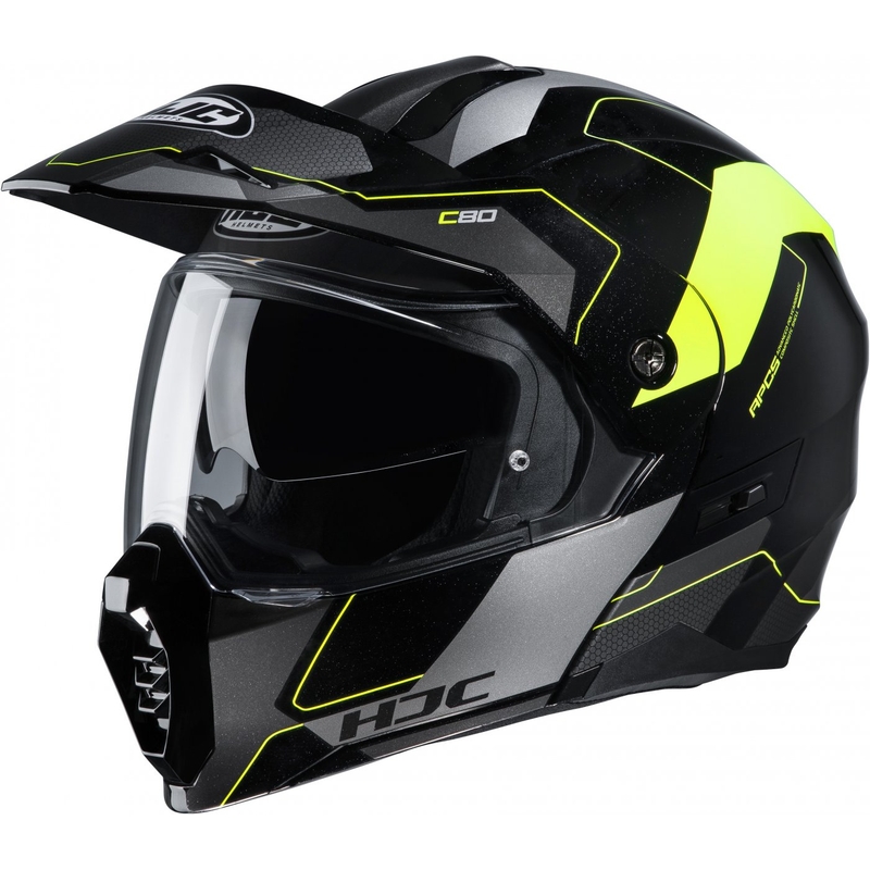 Vyklápěcí přilba na motorku HJC C80 Rox MC4H černo-šedo-fluo žlutá