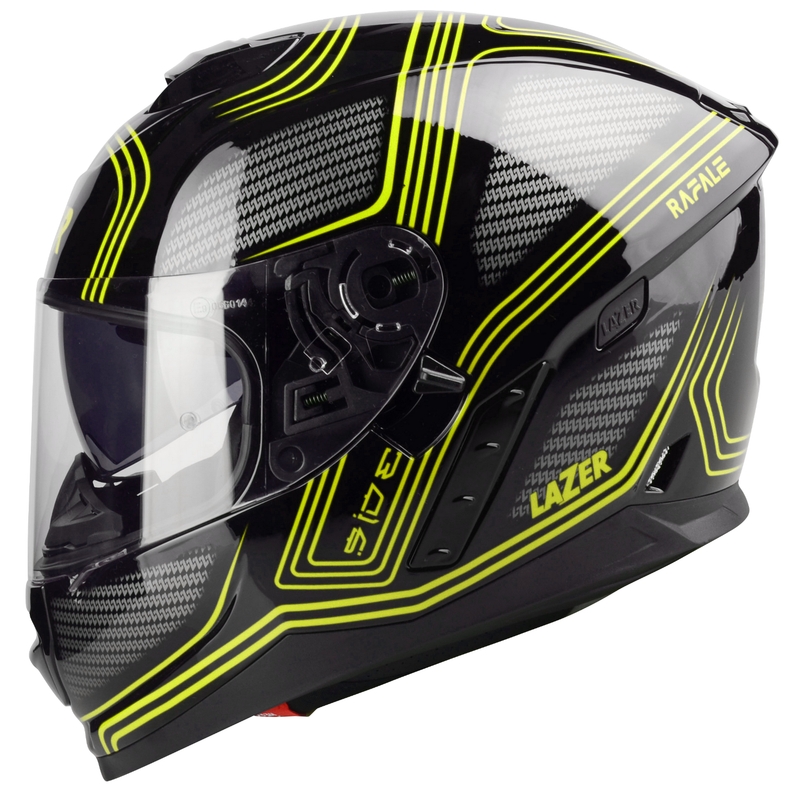 Integreeritud mootorratta kiiver Lazer Rafale EVO Darkside must-hall-fluo kollane allahindlus