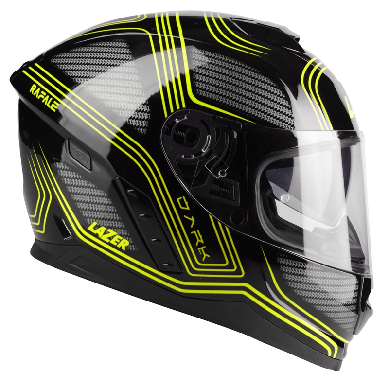 Integreeritud mootorratta kiiver Lazer Rafale EVO Darkside must-hall-fluo kollane allahindlus