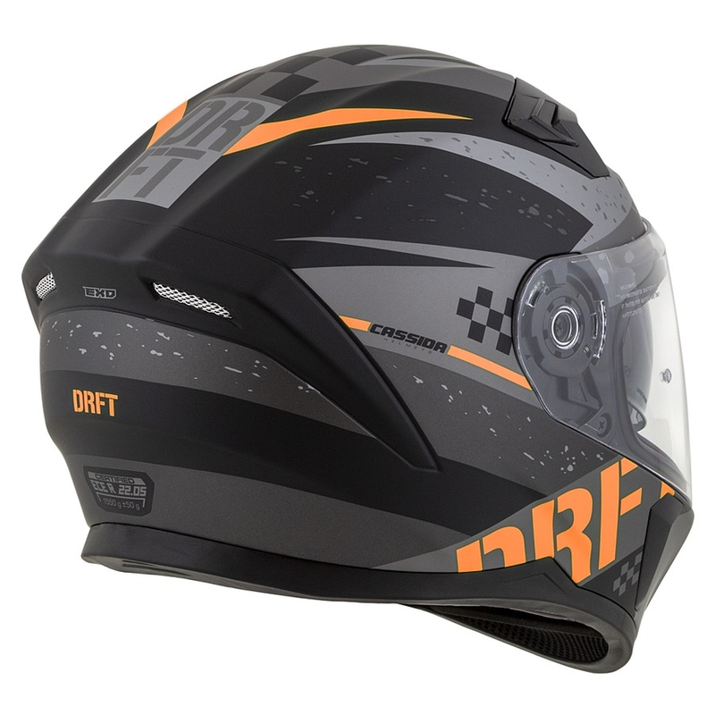 Integral mootorratta kiiver Cassida Integral 3.0 DRFT matt hall-must-oranž