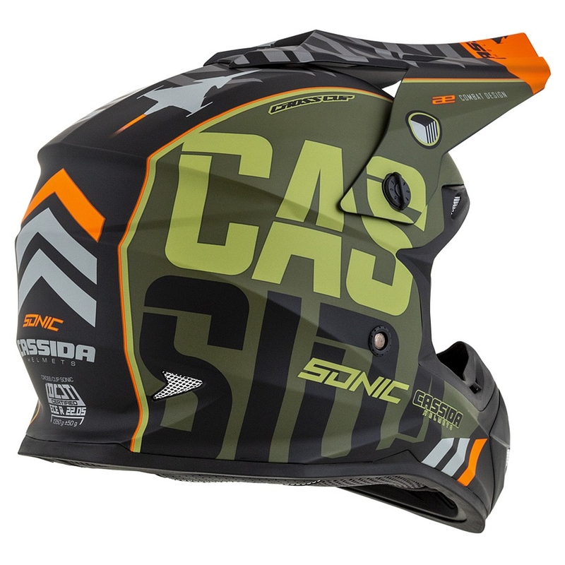 Motokrosová přilba Cassida Cross Cup Sonic oranžovo-zelená matná