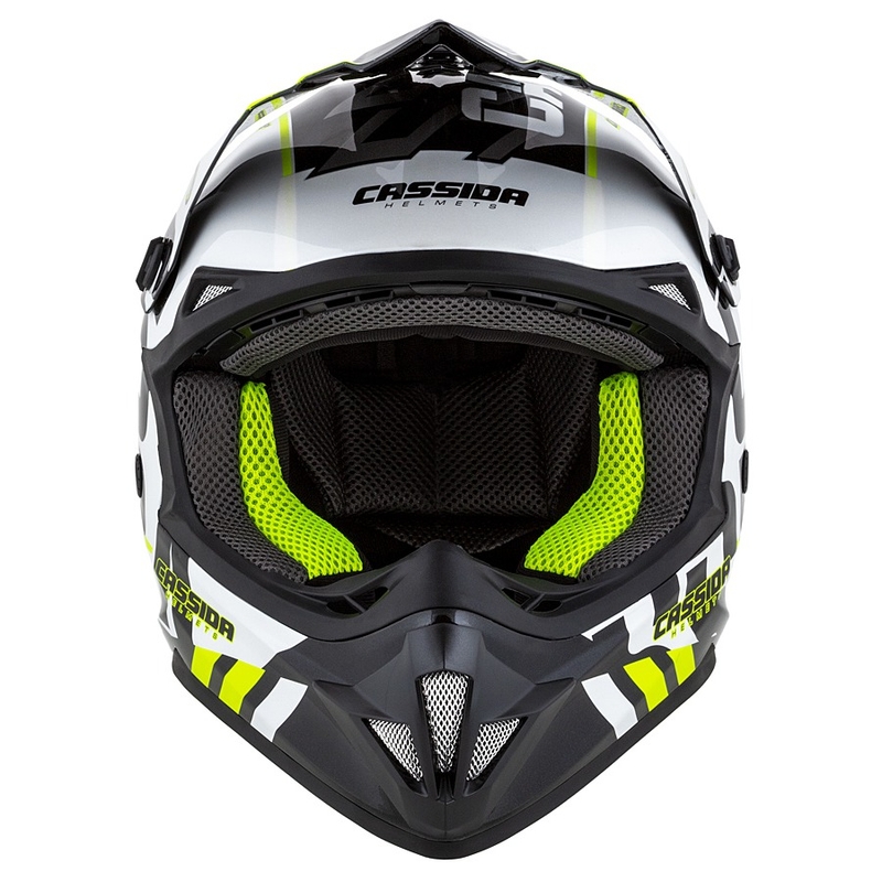 Cassida Cross Cup Sonic motokrossikiiver must-valge-fluo kollane