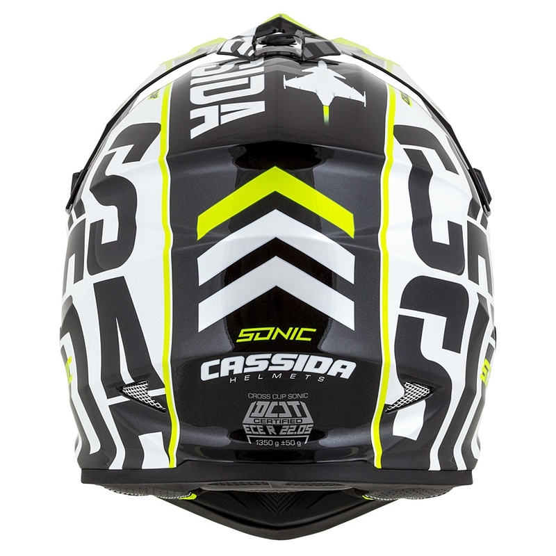 Cassida Cross Cup Sonic motokrossikiiver must-valge-fluo kollane