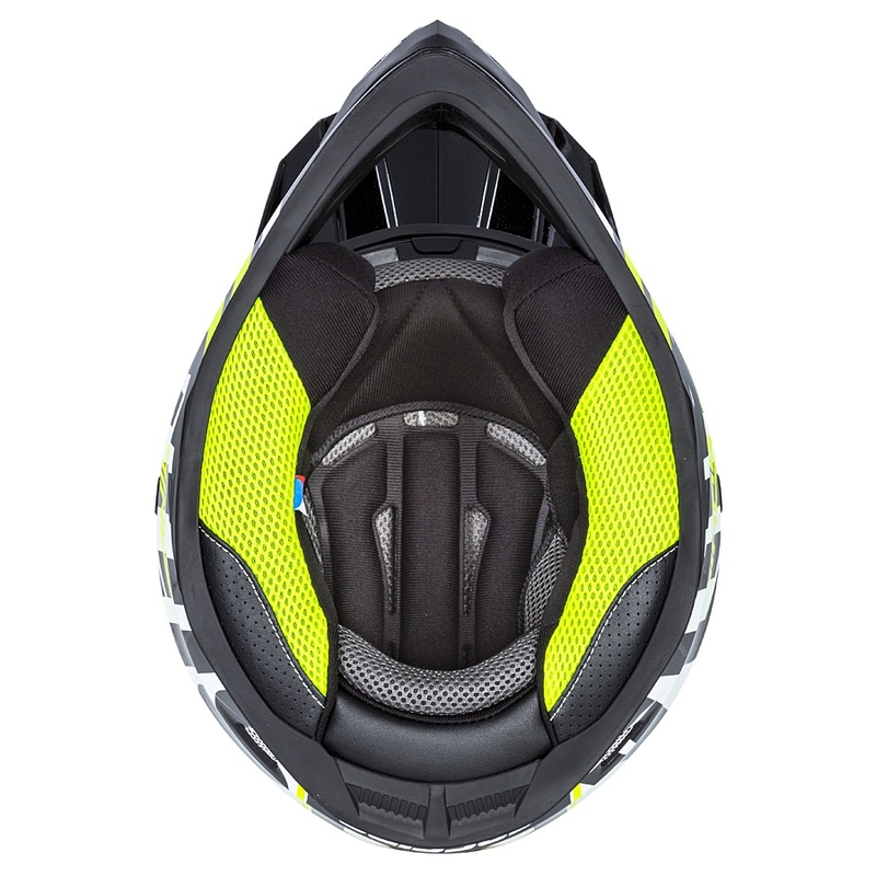 Cassida Cross Cup Sonic motokrossikiiver must-valge-fluo kollane
