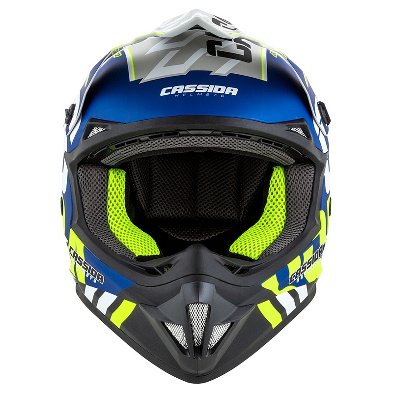 Motokrossi kiiver Cassida Cross Cup Sonic fluo kollane-sinine matt