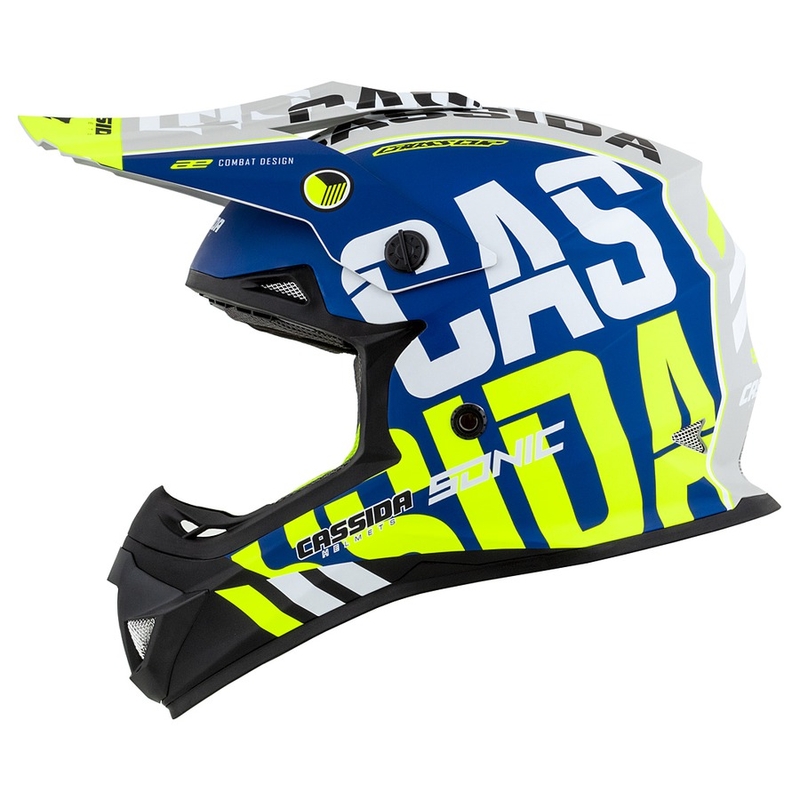 Motokrossi kiiver Cassida Cross Cup Sonic fluo kollane-sinine matt