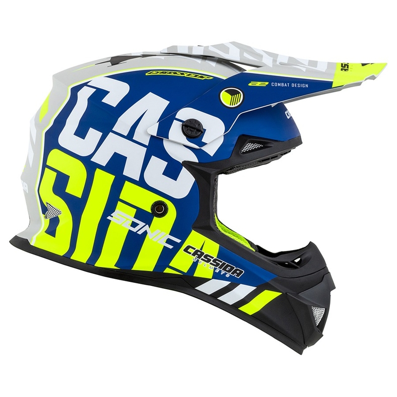 Motokrossi kiiver Cassida Cross Cup Sonic fluo kollane-sinine matt