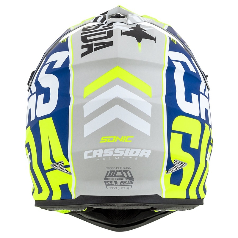 Motokrossi kiiver Cassida Cross Cup Sonic fluo kollane-sinine matt