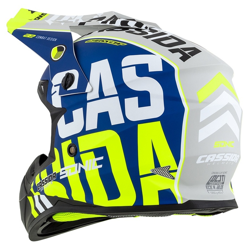 Motokrossi kiiver Cassida Cross Cup Sonic fluo kollane-sinine matt