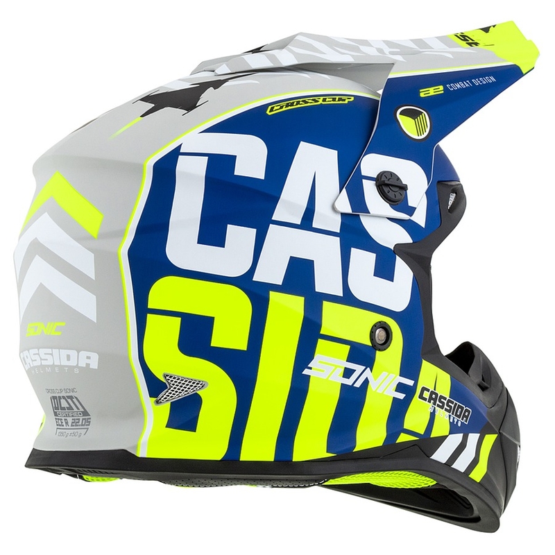 Motokrossi kiiver Cassida Cross Cup Sonic fluo kollane-sinine matt