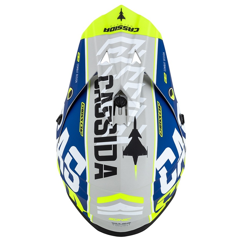 Motokrossi kiiver Cassida Cross Cup Sonic fluo kollane-sinine matt