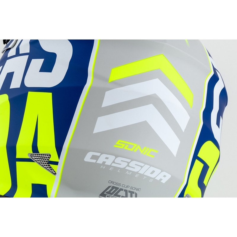 Motokrossi kiiver Cassida Cross Cup Sonic fluo kollane-sinine matt