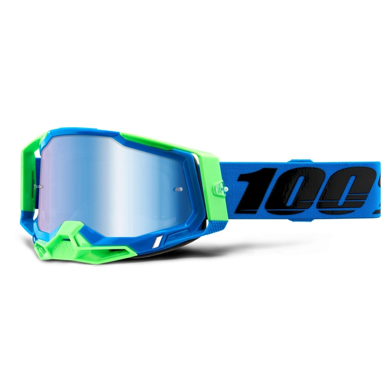 Motokrosové brýle 100% RACECRAFT 2 modro-zelené (modré zrcadlové plexi)