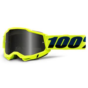 Motokross prillid 100% ACCURI 2 fluo kollane (suitsutatud pleks)