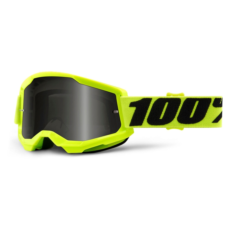 Motokrosové brýle 100% STRATA 2 fluo žluté (kouřové plexi) výprodej
