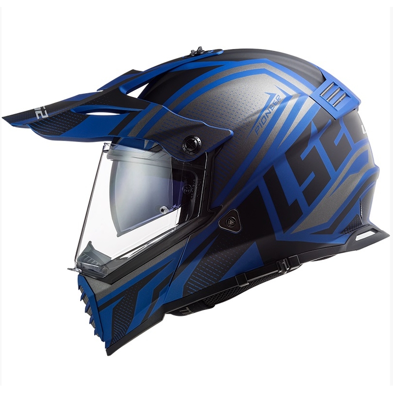 Enduro přilba LS2 MX436 Pioneer EVO Master černo-stříbrno-modrá