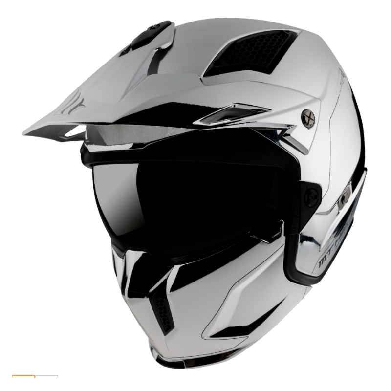 Otevřená přilba s maskou MT Streetfighter SV Chromed stříbrná - II. jakost