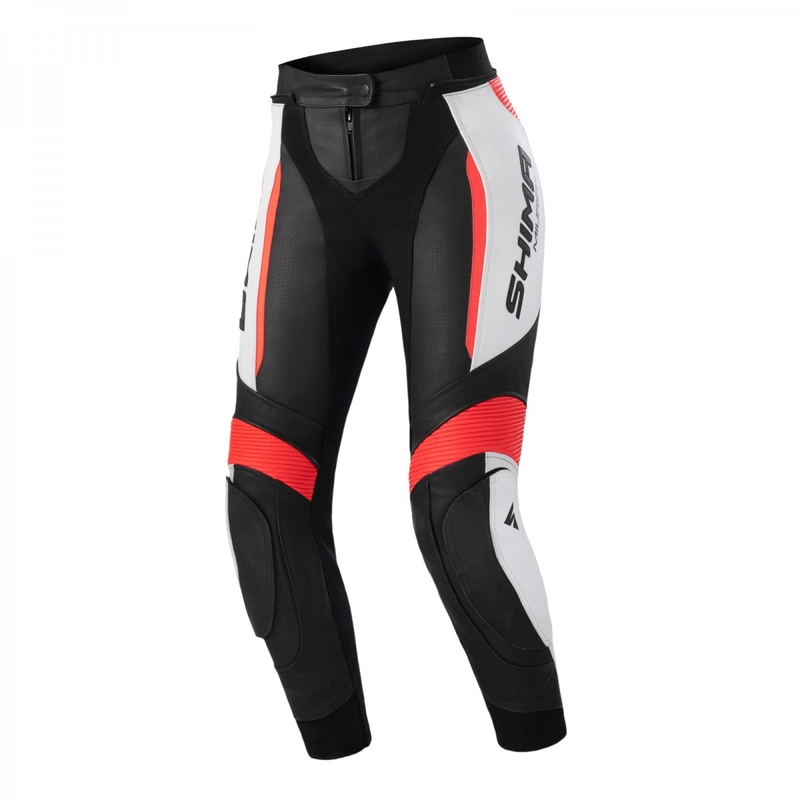Naiste Shima Miura 2.0 Must-valge-fluoripunased mootorrattapüksid Shima Miura 2.0 Black-White-Fluo Red