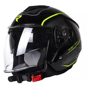 Avatud mootorratta kiiver Street Racer Pilot must ja kollane