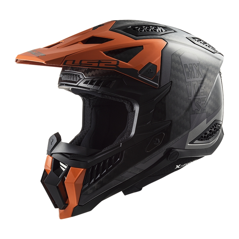 Motokrossikiiver LS2 MX703 X-Force Victory Titanium must-oranž
