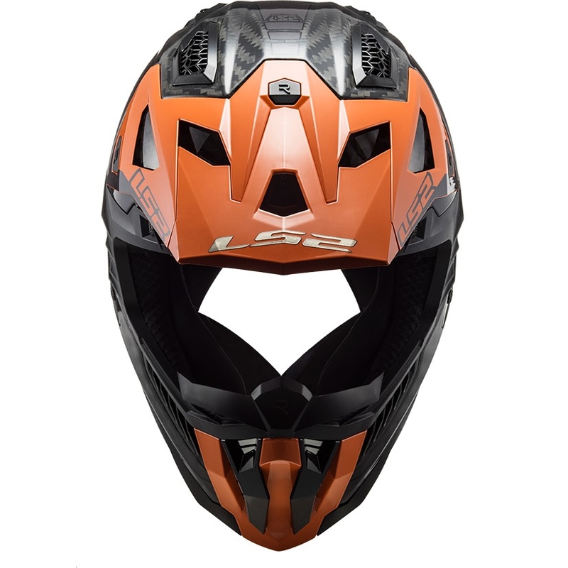 Motokrossikiiver LS2 MX703 X-Force Victory Titanium must-oranž