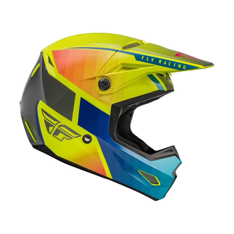 Dětská motokrosová přilba FLY Racing Kinetic Drift modro-fluo žluto-šedá