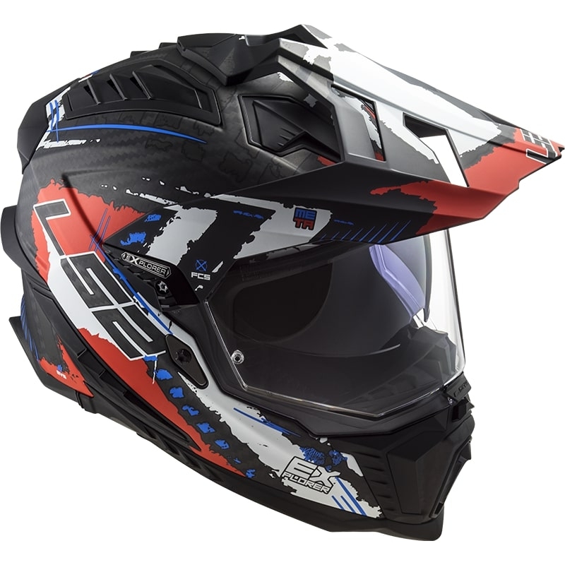 Enduro kiiver LS2 MX701 Explorer C Extend must-sinine-punane
