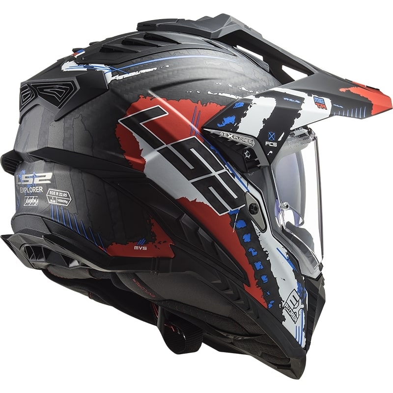 Enduro kiiver LS2 MX701 Explorer C Extend must-sinine-punane