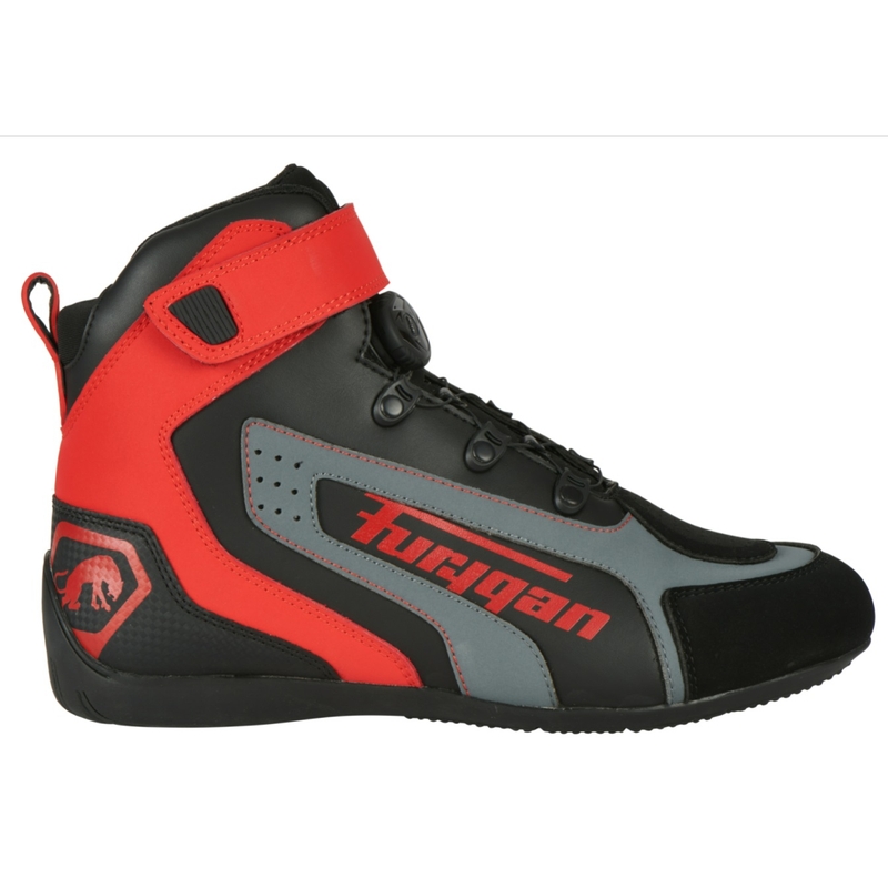 Furygan V4 Easy D3O mustad ja punased mootorratta saapad