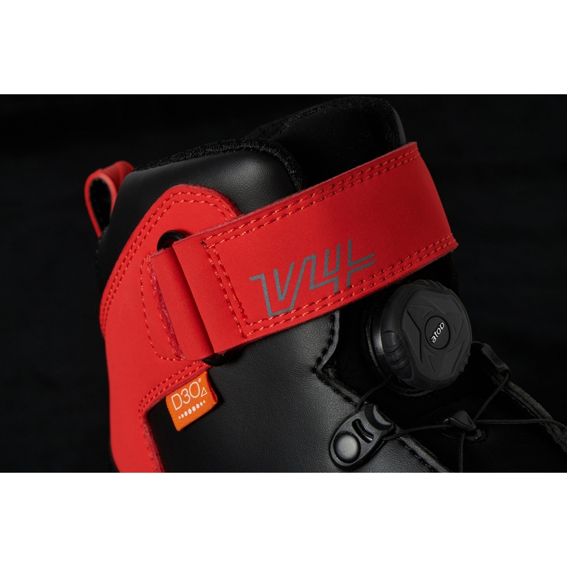 Furygan V4 Easy D3O mustad ja punased mootorratta saapad