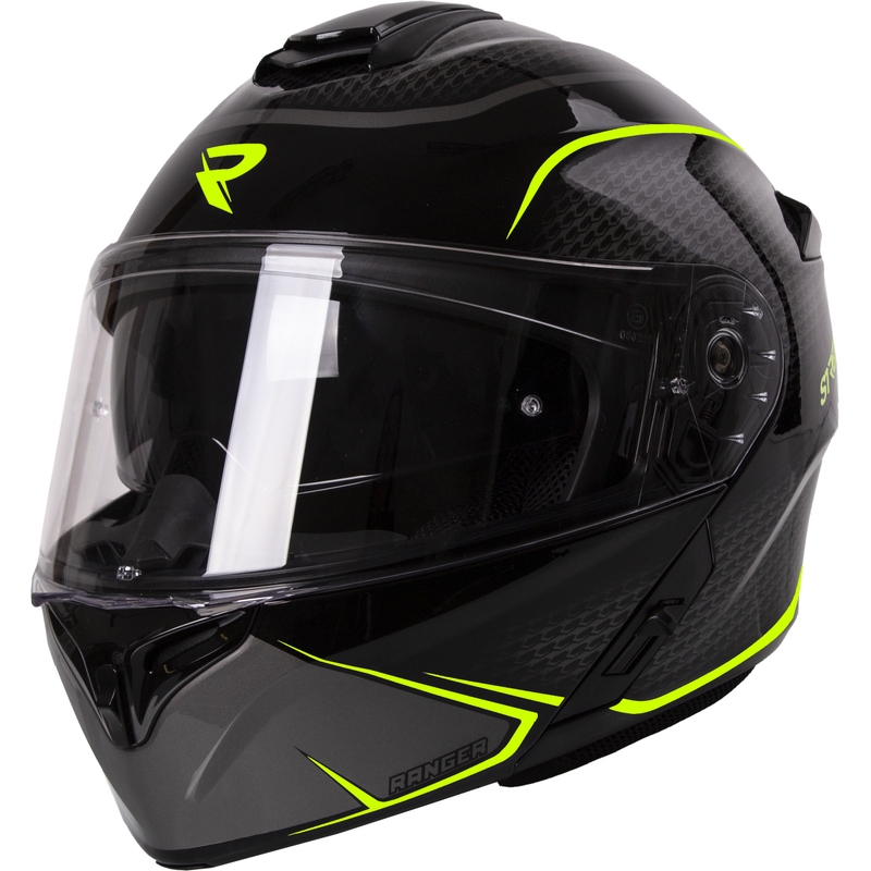 Vyklápěcí přilba na motorku Street Racer Ranger černo-fluo žlutá