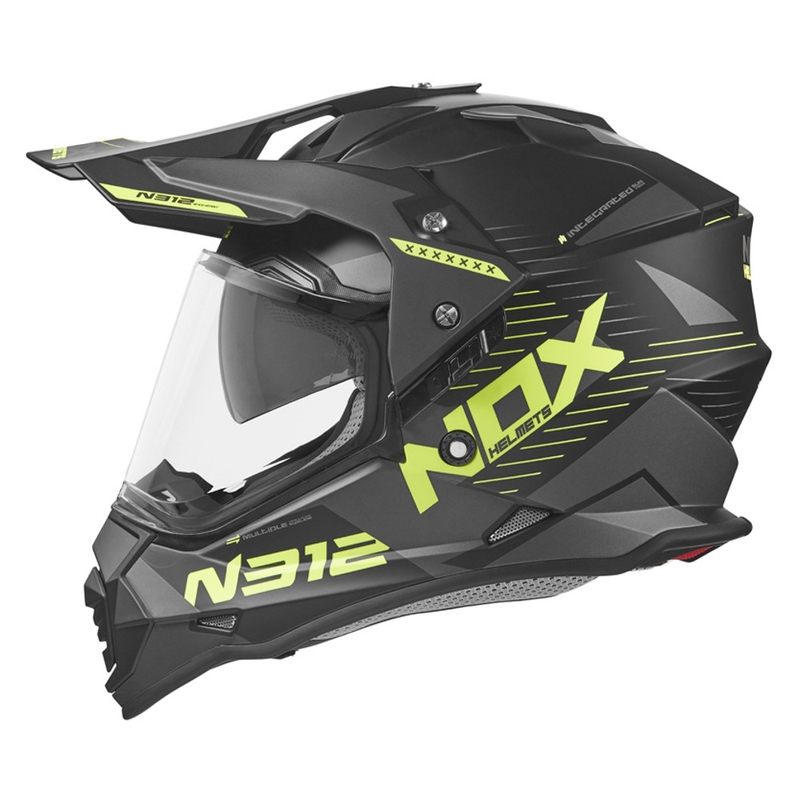 Enduro přilba NOX N312 EXTEND 2022 černo-fluo žlutá