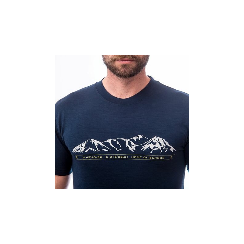 Pánské triko Sensor Merino Active PT Mountains tmavě modré výprodej