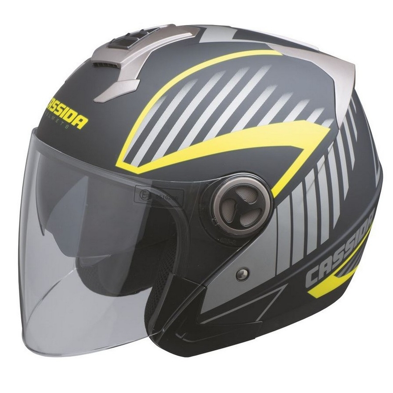 Cassida Magnum must-hall-fluo-kollane mootorratta kiiver