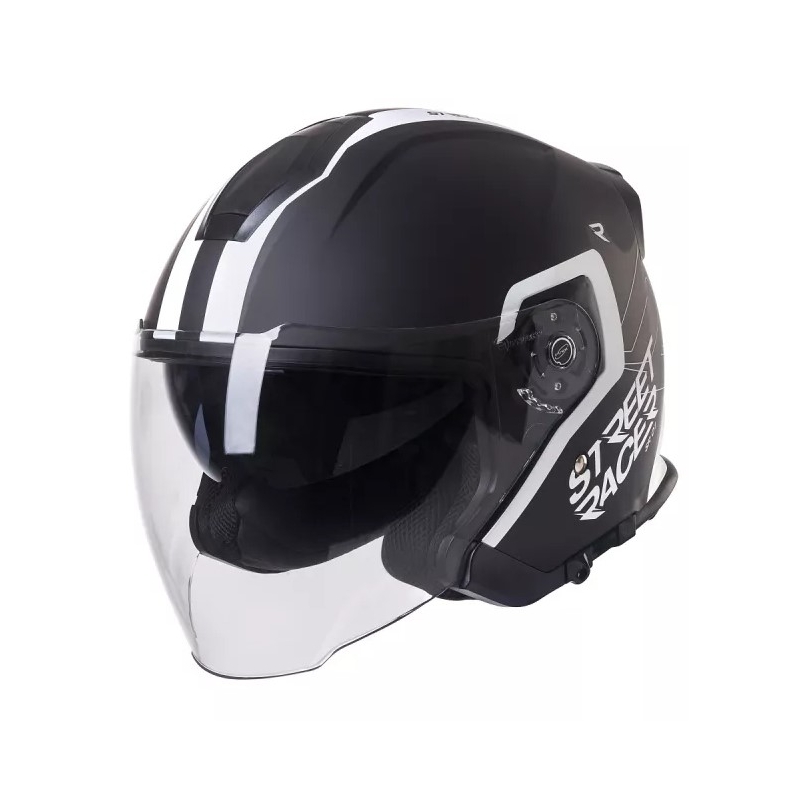 Avatud mootorratta kiiver Street Racer SR 01 must-valge
