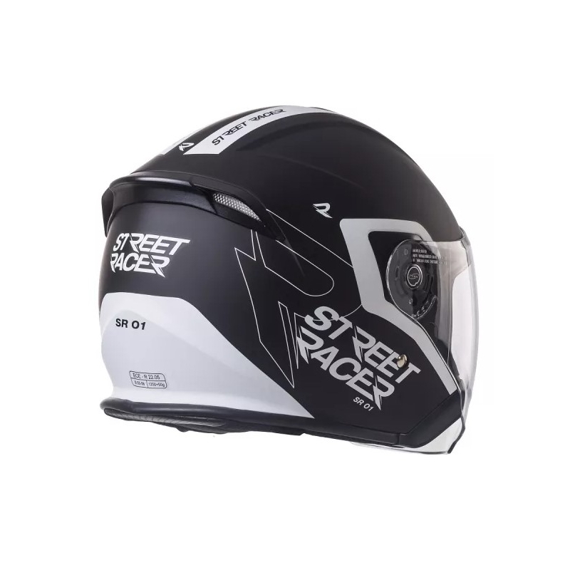 Avatud mootorratta kiiver Street Racer SR 01 must-valge