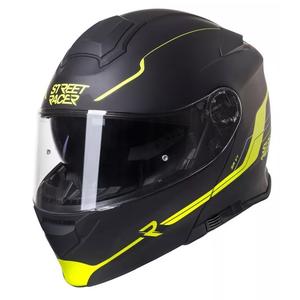 Street Racer SR V1 must-fluo kollane mootorratta kiiver allahindlus